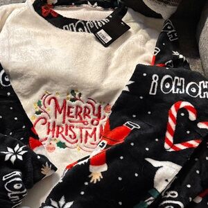 Festive Christmas Pajama Set - Black and White